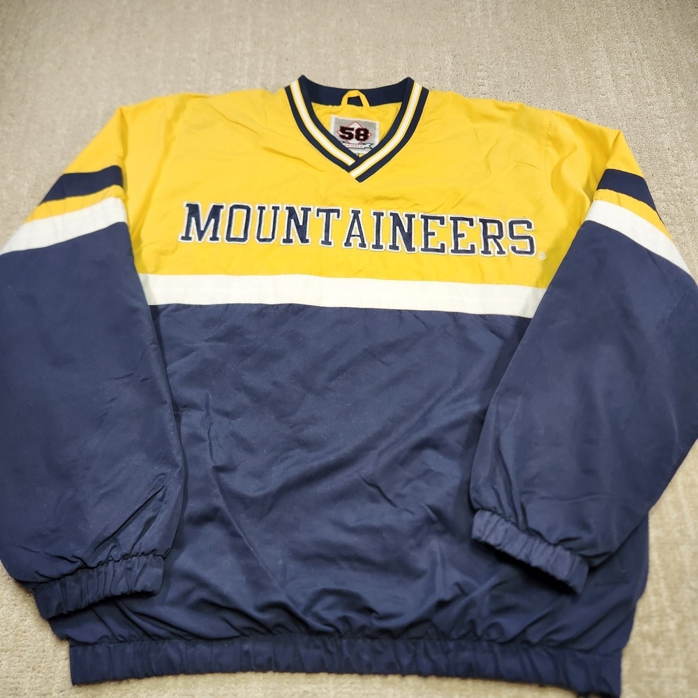 Vintage WVU Mountaineers Sideline Jacket Men Large 58 Lined Windbreaker NCAA